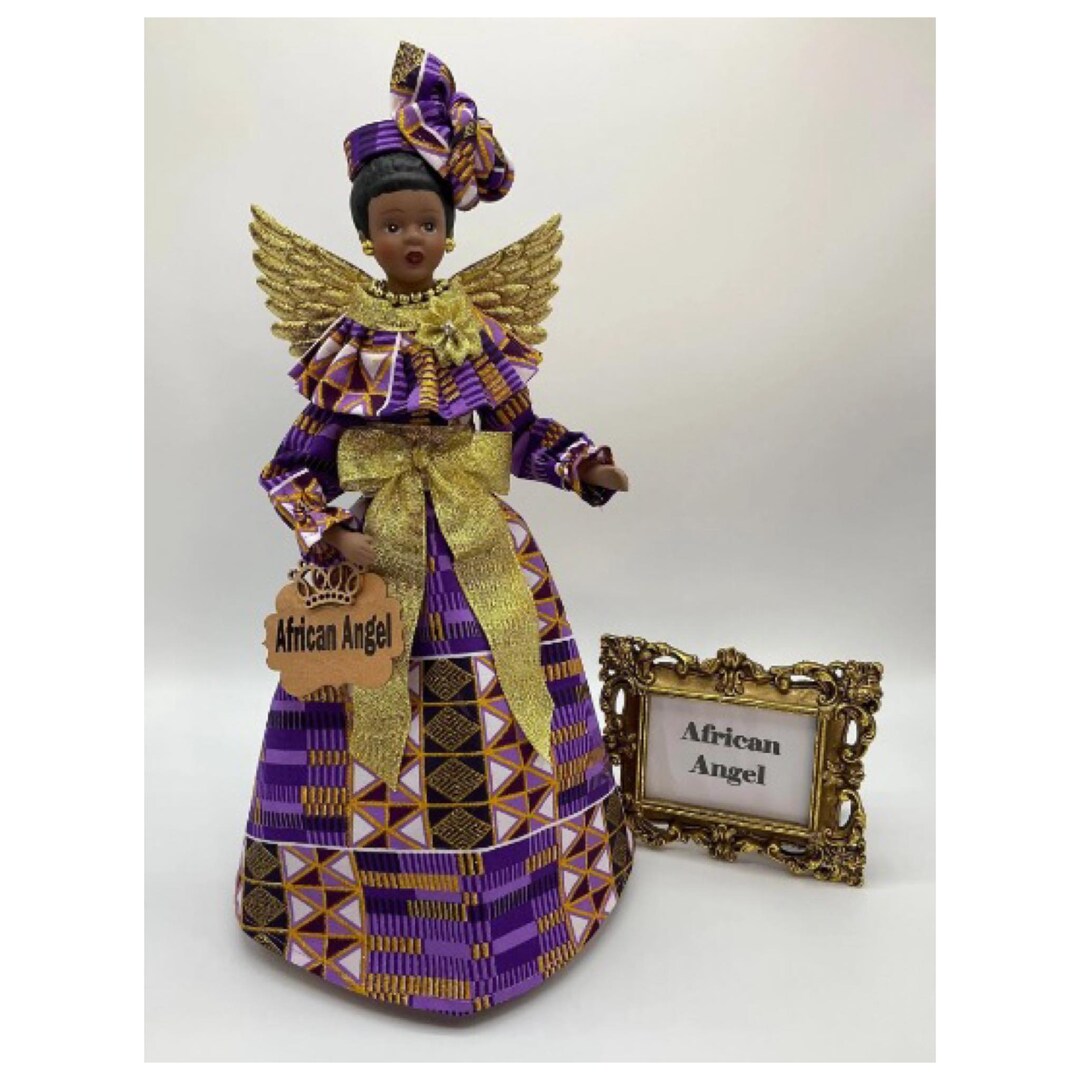 Metallic Purple and Gold African American Angel Tree Topper Figurine | MakerPlace by Michaels Metallic Purple and Gold African American Angel Tree Topper Figurine | MakerPlace by Michaels